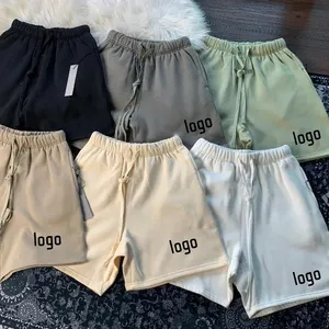 Pantalones cortos de algodón con logotipo personalizado para mujer, Shorts de chándal de alta calidad, informales, transpirables, bordados