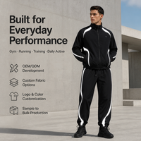 Fabrication OEM sur mesure de survêtements de sport pour hommes, ensemble veste et pantalon imprimés réfléchissants, streetwear décontracté
