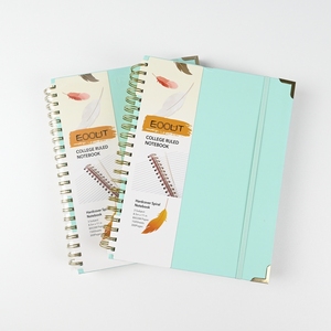 A4 tùy chỉnh xoắn ốc máy tính xách tay 150 trang 100gsm bù đắp giấy với kim loại ràng buộc chỉ số ngăn và ban nhạc đàn hồi - Product Image 1