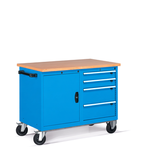 Fami Mobile Workbench With 30 Mm Multiplex Top 4 Drawers L1227 D700 H915 Light <b>Grey</b> Ral7035 - Product Image 3