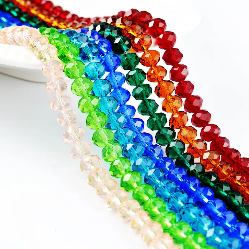 Cina Manik-manik Kaca Kristal Dalam Jumlah Besar, Grosir Rondelle Kaca Kristal Beads untuk Membuat Perhiasan