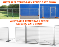 Portillon temporaire galvanisé pour clôture australienne avec roue silencieuse en caoutchouc et base en plastique anti-basculement