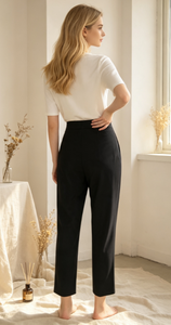 Pantalones de Mujer a Medida, Corte Ajustado, Cintura Alta, Pierna Recta, Transpirables, Minimalistas, Casuales de Oficina, Largos, Sólidos, para Primavera - Product Image 3