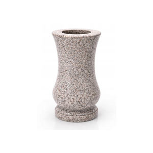 Vase en granit noir durable pour pierre tombale de cimetière, 28 cm, rond, pierre foncée, parfait pour les fleurs commémoratives et la décoration extérieure - Product Image 1