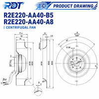Ventilador de Refrigeración Original Alemán R2E220-AA40-A8 230V 2600/2700RPM, Equipo de Refrigeración para Automatización, Equipo de Refrigeración Industrial
