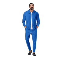 Ensemble Sport Décontracté Homme YZ – Veste Zippée Style Jeunesse Automne avec Poches en Tissu Gaufré et Revers, Pantalon Décontracté Coupe Slim Assorti