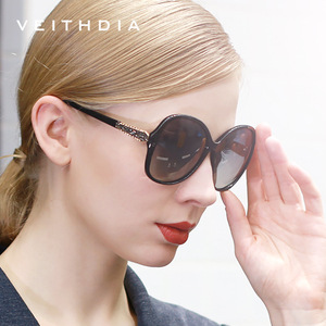 Veithdia Women's Oversized Round Sunglasses Polarized UV400 Plastic And Metal <b>Frame</b> TAC Lens 3025 - Product Image 3