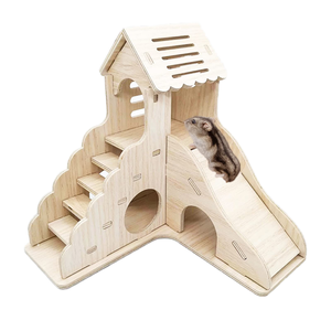 Stile moderno in legno massello criceto Pet casa all'aperto modello animale Villa per soggiorno mobili e forniture giocattoli - Product Image 1