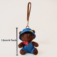 Porte-clés en peluche en forme d'ours en coton PP doux, vêtements en jean, jouet pour la décoration de sac, vente chaude