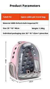 <span class=keywords><strong>Sac</strong></span> à <span class=keywords><strong>dos</strong></span> panoramique transparent pour chat et chien en PC Oxford classique |   Capsule pour animaux de compagnie pliable, respirante, légère, portable, avec fermeture éclair - Product Image 2