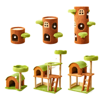 Promotion : Arbre à chat multi-niveaux en bois durable avec abri, plateforme de saut et griffoir