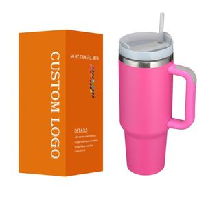 Glitter 40Oz Rhinestone Bling Diamond Tumbler con asa Botella de acero inoxidable aislada al vacío Taza Termos Travel Car Cup - Product Image 1