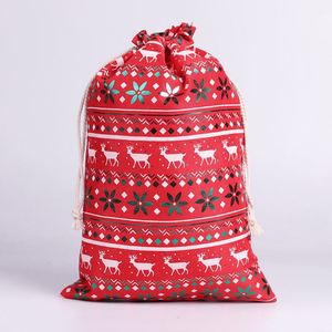 Nouveau sac cadeau de Noël avec motif flocon de neige et cerf, pochette en chanvre fin avec cordon de serrage pour bonbons et cadeaux - Product Image 6