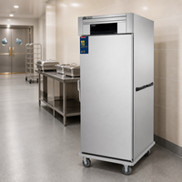 Gabinete Calentador de Alimentos Móvil de Acero Inoxidable, Gabinete de Calentamiento de Alimentos de Una Puerta, Carro de Catering para Banquetes con Aire Caliente y Frío