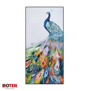 Handmade Handpainted Modern 3D Peacock Oil <strong>Painting</strong> on Canvas Custom Size Indoor Wall Decor Xiamen <strong>Animal</strong> <strong>Paintings</strong> - Product Image 2