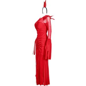 Costume d'angle rouge sexy pour cosplay, vente chaude 2026, robe rouge sexy pour Halloween, femme avec accessoires - Product Image 3