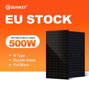 สต็อกคลังสินค้า EU เนเธอร์แลนด์ แผงโซลาร์เซลล์เกรด A Topcon All Black Double Glass Bifacial 500 วัตต์ รุ่น SKT500M12 - Product Image 4
