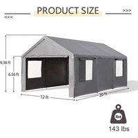 OASIS 12x20 FT, gazebo de jardin moderne et durable en métal, structure en fer, abri pour voiture avec voile enduite de PU