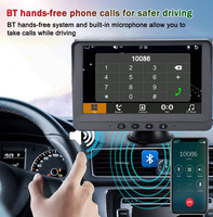 Écran tactile de tableau de bord portable 7 pouces HD avec interface CarPlay USB et Android Auto, caméra de recul pour bus, pick-up, taxi, camion, camionnette