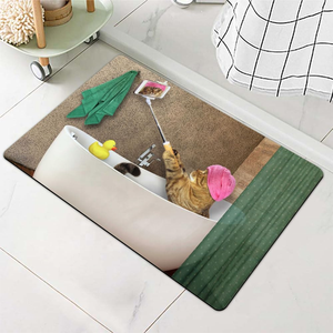 Chat prend un <span class=keywords><strong>bain</strong></span> avec un selfie Volume <span class=keywords><strong>antidérapant</strong></span> Super absorbant Séchage rapide pour <span class=keywords><strong>salle</strong></span> <span class=keywords><strong>de</strong></span> <span class=keywords><strong>bain</strong></span> Cuisine Porte en terre <span class=keywords><strong>de</strong></span> diatomées - Product Image 1