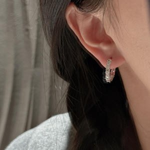 Boucles d'oreilles en argent sterling S925 avec diamants, design vintage et original, luxe léger, boucle d'oreille ronde, bijoux simples et élégants - Product Image 2