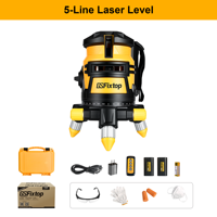 Niveau laser vert GSFixtop 4D 16 lignes avec écran LCD, double batterie, précision de 3 mm à 10 m, base en aluminium pour cloisons sèches, IP54, OEM
