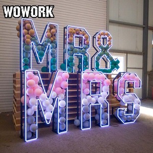 WOWORK-letras <span class=keywords><strong>led</strong></span> de neón para boda, letreros de metal, <span class=keywords><strong>RGB</strong></span>, 3d, marquesina, oferta de fábrica - Product Image 5