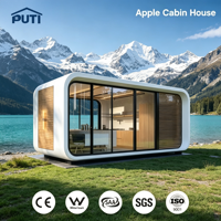 Cabane de luxe Apple de 13 m², cabane préfabriquée modulaire, mini-maison avec salle de bain, prête pour le glamping