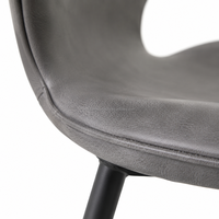 Chaise de salle à manger moderne de luxe en cuir PU gris avec pieds en fer épais et base croisée, capacité de charge de 300 kg pour la maison, le restaurant, le café