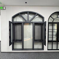 Ventanas de Aluminio Negro Personalizadas, Ventanas Arqueadas, Ventanas Abatibles de Doble Vidrio, Ventanas con Bisagras