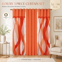 Ensemble de 3 rideaux de fenêtre 52x94 pouces, imprimés et unis, épais, occultants pour salon, vente en gros