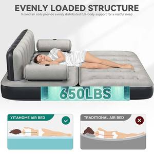 Materasso ad aria con cuscino integrato, materasso gonfiabile con pompa ad alta velocità, borsa per il trasporto e strumenti di riparazione per la casa, viaggi - Product Image 2