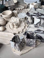 Stonekocc 100% Italien De Luxe Calacatta Viola Violet Marbre Naturel Onyx Titulaire Tasses Bocaux avec Cire De Soja Bougie Récipient