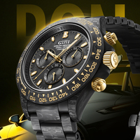 Bonest Gatti Racing Mechanische Uhr für Herren Kohlefaser-Gehäuse Chronograph Automatik Tachymeter-Lünette Saphirglas Wasserdicht BG9012