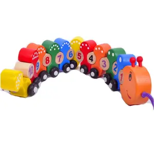 Montessori Araba Kamyon Klasik Caterpillar Yürümeye Başlayan Çekme Oyuncaklar ahşap dijital caterpillar tren oyuncak çekerek