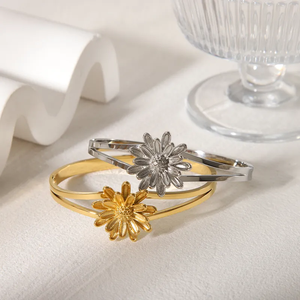 Bracelet de mode en acier inoxydable 304 plaqué or 18 carats vintage classique de couleur unie en vrac - Product Image 1