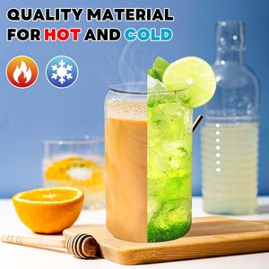 Vasos para Café Helado Resistentes al Calor y al Frío, Vasos con Forma de Lata, Vasos para Cerveza con Tapas de Bambú - Product Image 3
