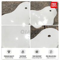 Plaque émaillée vierge blanche en forme de gourde irrégulière, à trou unique pour suspension, personnalisable et imprimable, pour enseignes émaillées vierges