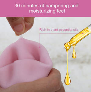 Bon prix Masque en silicone réutilisable pour les pieds Acide hyaluronique végétalien et vitamine C Gel hydratant Chaussette OEM pour les pieds Humidité OEM - Product Image 5