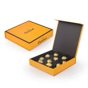 高品质纸质包装礼品盒巧克力，磁性盖子和徽标定制