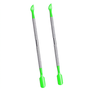 TEEJAY Empujador de Cutículas de Acero Inoxidable de Doble Cabeza Duradero, Herramienta Reutilizable para Manicura con Mango Verde - Product Image 1