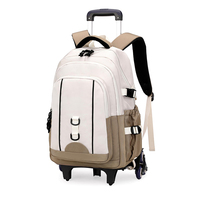 Sac à dos de voyage scolaire unisexe tendance, sac à dos pour ordinateur portable imperméable, sac à dos à roulettes pour les personnes qui voyagent quotidiennement avec 2 roues