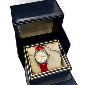 Montre à quartz pour femme avec bracelet en cuir rouge, cadran rond, montre-bracelet élégante et décontractée pour femme, à porter au quotidien, Chopards - Product Image 1