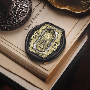Tête de timbre en relief irrégulière série antique cire scellée tête en cuivre jaune laiton massif tête d'étanchéité de style européen rétro/vente en gros - Product Image 2