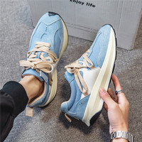 Chaussures de marche et de course pour hommes, tendance, à lacets, semelle épaisse, style dad shoes, respirantes, en PU, couleurs mélangées, confortables, pour l'extérieur
