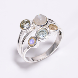 Amatista perla piedra preciosa 925 plata esterlina multi piedra anillo diseño único mujer joyería de moda exportador joyería fina - Product Image 2