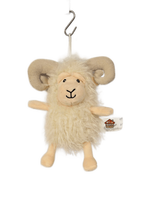 Peluche Mouton Bouclé en Tissu Adorable avec Grandes Cornes, Douce et Rembourrée, Cadeau Apaisant pour Enfants, Anti-Stress Brodé