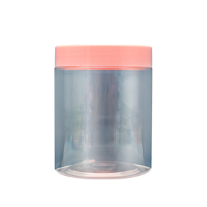 refillable 250ml clear cosmetic PET plastic packaging jar for body butter with lids