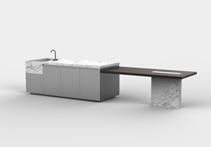 Ensemble de salon de villa de luxe personnalisé : Canapé moderne, ottoman et tête de lit design en bois de manguier et pierre pour décoration résidentielle haut de gamme - Product Image 3