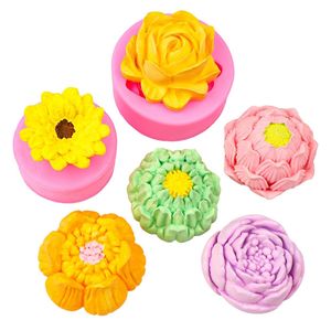 <span class=keywords><strong>Lotus</strong></span>, Tournesol, Rose Fleur Série Moule En Silicone Décoratif, Fondant, Chocolat Aromathérapie Gypse, Colle Goutte À La Main - Product Image 5